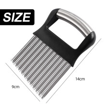 Wavy Vegetable Slicer, Food Grade Stainless Steel Onion Holder For Slicing, Comfortable Handle And Sharp Crinkle Cutter Blade, Multifunctional