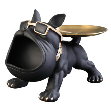 Elemento decorativo versatile, squisita statua di bulldog per l'arredamento di casa, portachiavi in resina con fondo antiscivolo, vassoio portagioie