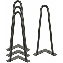 12in Hairpin Legs in Industrial Style, Easy Installation with Pre-Drilled Mounting Bracket for Coffee Table and Durable Construction for Longevity in