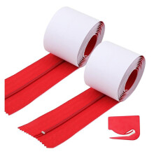 2pcs Dust Barrier Zipper,Instant Door Dust Protection Self-Adhesive Tarp Double Zipper Blade Construction Red