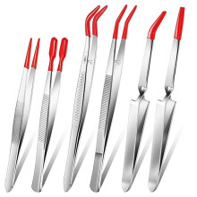 6 Pieces Tweezers with Rubber Tips -Lock Tweezers PVC Coated Tweezers Jewelry Tweezers Anti Scratch Tweezers