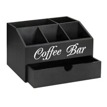 Coffee Tea Holder Basket Wooden Coffee Holder Rustic Coffee Bar Decor Coffee Accessories Organizer for Home Coffee Bar
