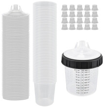 Master Paint System MPS Disposable Paint Spray Gun Cup Liners & Lid System, 50 Pack  Size 20 Ounce (600ml) Kit
