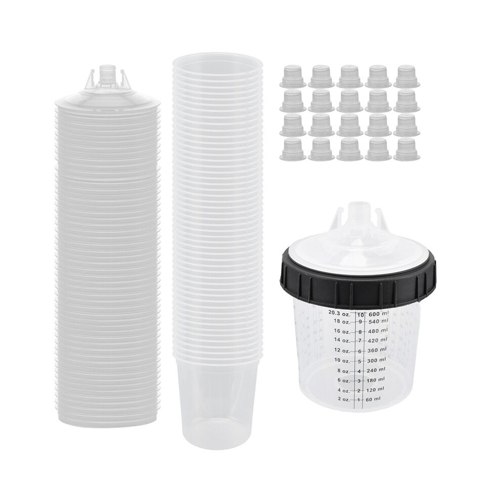 Master Paint System Mps Disposable Paint Spray Gun Cup Liners & Lid System, 50 Pack Size 20 Ounce (600Ml) Kit 6133165936588
