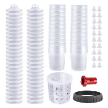Farbpistolenbecher, 20 Oz (600 Ml) Set, mit 50 Bechern und Deckelsystem, 10 Stopfen und 1 Hartbecher mit Haltering, 1 Becheradapter
