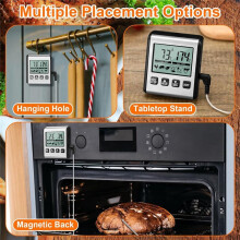 2 Stuks TP710 Digitale Kookvleesthermometer, Grote LCD-Achtergrondverlichting Voedselthermometer met Roestvrijstalen Sonde