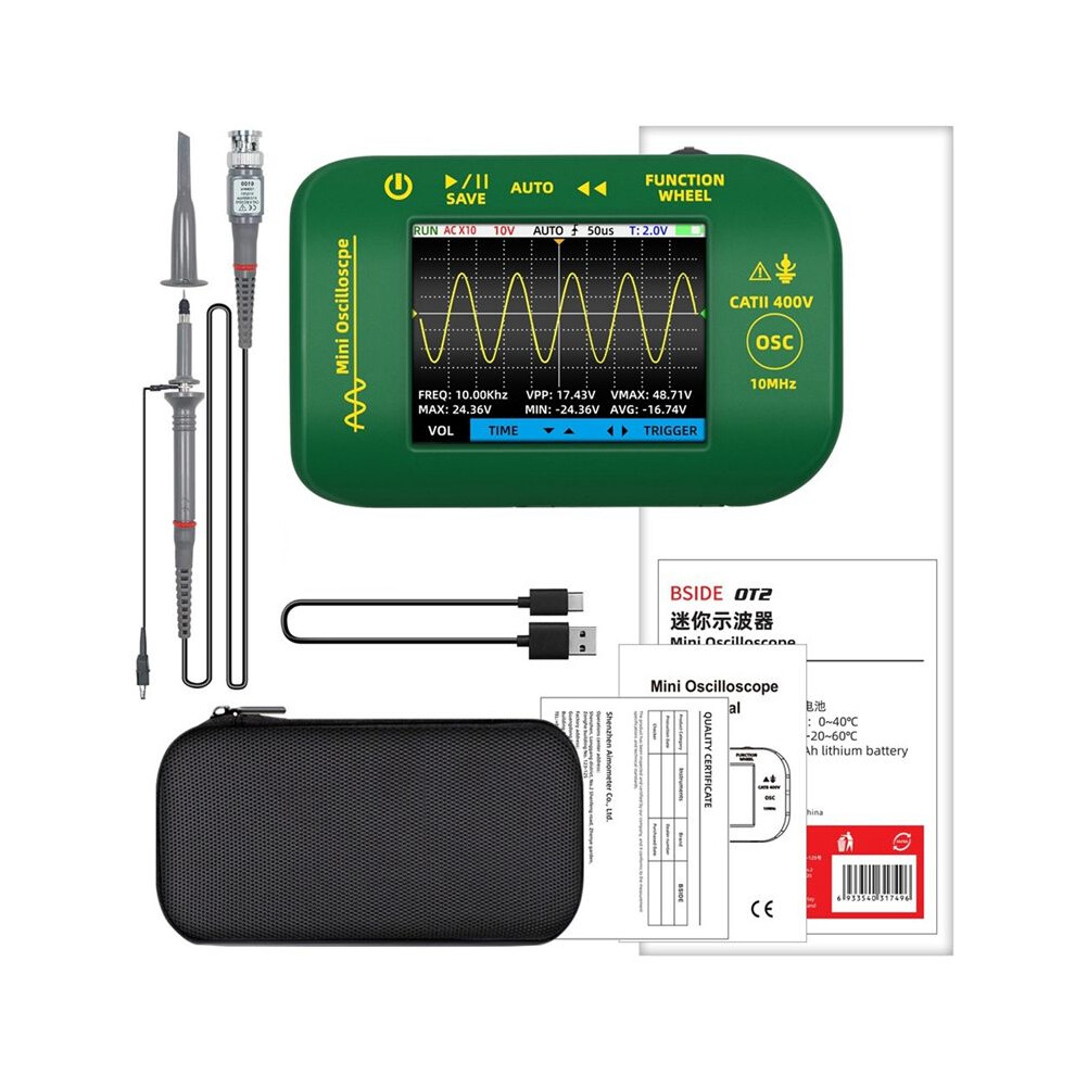 Bside Ot2 Handheld Digital Oscilloscope 10Mhz Sampling Rate 1.5Ksa/S Analog Bandwidth For Electronic Repair Tool Graphic Tester 6032682988479