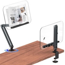 Bücherregal mit Schreibtischklemme zum Lesen, Ergonomisches Design, Höhenverstellbar Bis 20 Zoll mit Drehbarem Sockel, Kochbuchhalter A