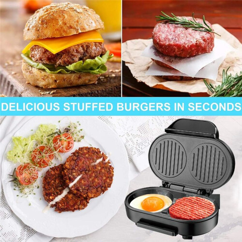 Hamburger Maker Multifunction Double Round Burger Press Patty Maker for Egg Stuffed Burgers Beef Burger EU Plug 2