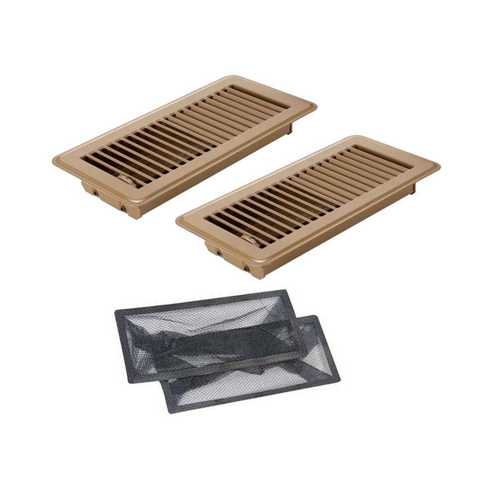 2Pcs Floor Vent Covers With Air Vent Filter Mesh 2Pcs,Heat Air Vent Covers Floor Vent Covers For Floor Registers Brown 4712459606592