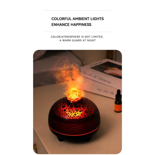 Essential Oil Diffuser Volcano Fire Diffuser Humidifier 350ml Cool Mist Humidifier 7 Colors Light for Room Office A 2