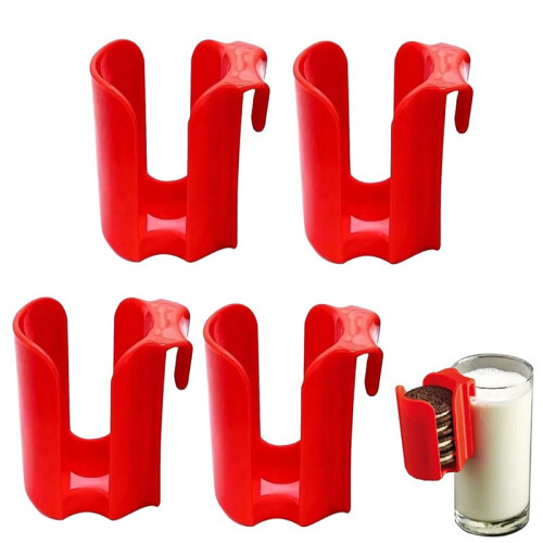 10PCS Cookie Holder Mug Red Cookie Rack Reusable Plastic Cup Side Cookie Organizer Hanging Cookie Storage 1