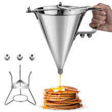Stainless Steel Pancake Batter Dispenser with Stand, 1800ml Large Capacity for Waffles, Muffins, Cupcakes