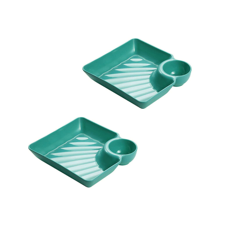 7.2 Inch Square Japanese Sushi Serving Plates Set, Reusable Bpa Divided Dinner Dishes 9382693629722