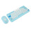 Ergonomic Wireless Keyboard Mouse Bundle Blue 2.4G Slim Round Keycaps for PC 16