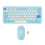 Ergonomic Wireless Keyboard Mouse Bundle Blue 2.4G Slim Round Keycaps for PC 2
