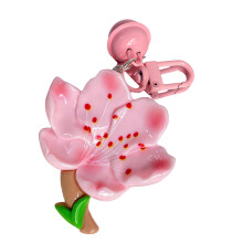 Joli porte-clés fleur rose avec détail de-Branches de fleurs