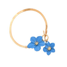 Bijoux de cheville floraux à la mode, chaßne réglable pour-Bleu