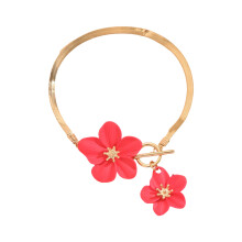 Bijoux de cheville floraux modernes, chaßne réglable-Rose vif