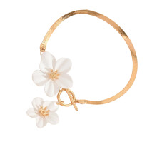 Bijoux de cheville à fleurs élégantes, fermeture réglable-Blanc