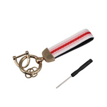 Premium Striped Leather Key-Gold-color White pink pink whit