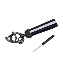 Classical Striped Car Keychain-Gun color Dark blue white dark