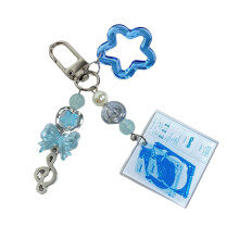 Porte-clés inspiré de l'album de bande rétro, accessoire-Bleu