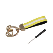 Sturdy 2 Layer Keychain with Ring-Gold-color Yellow white yello