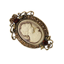 Broche de Portrait de dame en relief de ton doré, rehausseur-6