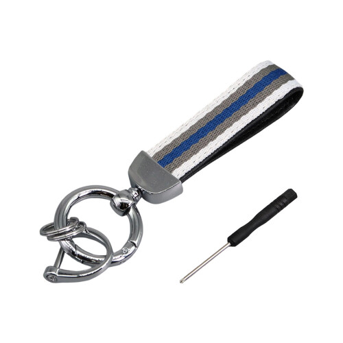 Versatile Striped Keychain Set-Silver White gray blue gray
