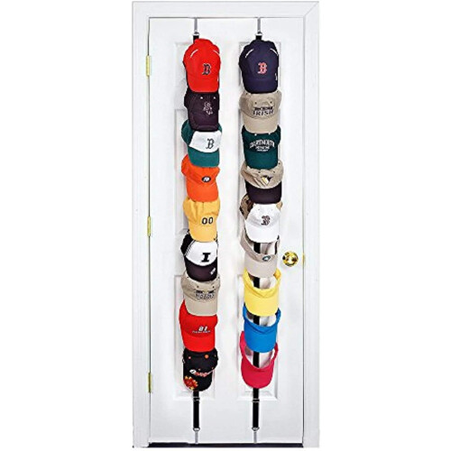 Hat Organizer for Wall, Versatile Hat Holder with Adjustable Hooks, Durable Construction for Door Mountable Storage and Multiple Usage