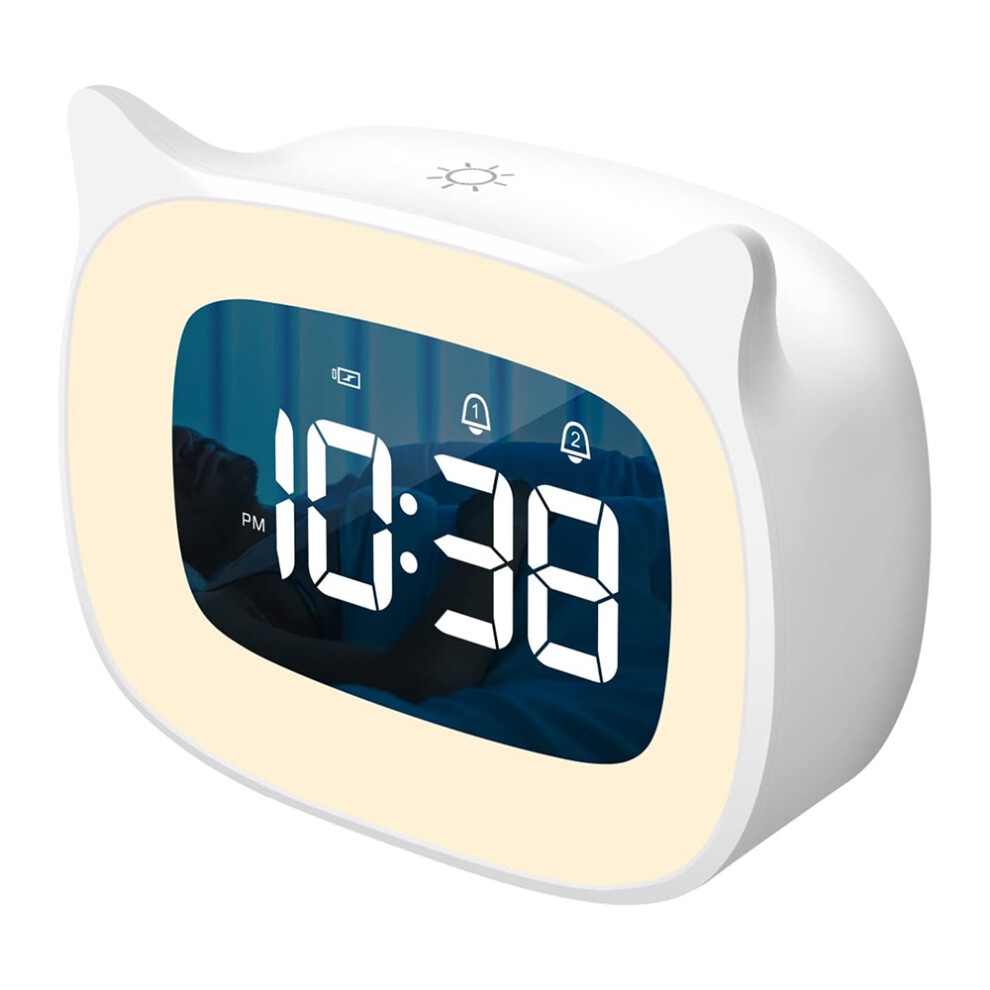 Customizable Alarm Clock with Color Changing Night Light, Perfect for Kids & Teens - Dual Alarms, Adjustable Brightness & Volume Control