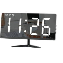 Dual Alarms & Snooze Digital Clock, Modern Desk or Wall Clock, Auto Adjust Brightness, USB Charging Port, Slim Design for Any Room