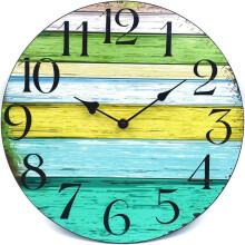 Vintage Design Clock for Country Theme Home Decor, Silent Non-Ticking Wall Clock Battery Operated Water Resistant 12 Inch Timepiece With Large Arabic