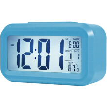 Digital Alarm Clock, Portable Smart Lighting Temperature Display Led Digital Clock with Intelligent Rise Alarm for Anywhere (Blue)