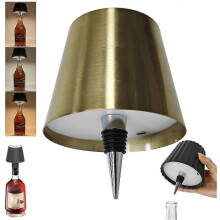 (Bright gold) Wireless Bottle Lamp, 3 Color Rechargeable Wine Bottle Lights for Bars Restaurants