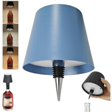 (Blue) Wireless Bottle Lamp, 3 Color Rechargeable Wine Bottle Lights for Bars Restaurants