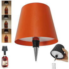 (Orange) Wireless Bottle Lamp, 3 Color Rechargeable Wine Bottle Lights for Bars Restaurants