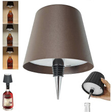 (Brown) Wireless Bottle Lamp, 3 Color Rechargeable Wine Bottle Lights for Bars Restaurants