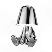 (Silver, Sitting Style 8062) Nordic Style Golden Lamp with Dimming Function - USB Rechargeable Desk Light for Home Office Decoration