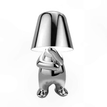(Silver, Stand Up 8048) Nordic Style Golden Lamp with Dimming Function - USB Rechargeable Desk Light for Home Office Decoration
