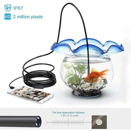 Adjustable Brightness USB Type-C Borescope, Waterproof Wired Camera for Intraoral Camera Systems, 30fps Frame Rate for Smooth Video Playback, and 2
