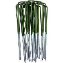 Pinos em forma de U com revestimento semi-verde, grampos galvanizados antiferrugem para projetos paisagísticos, fio de aço galvanizado resistente
