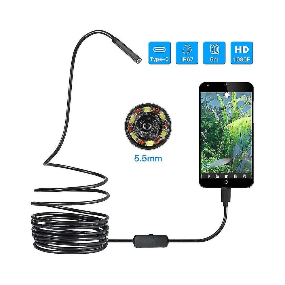 Adjustable Led Lights Endoscope Camera, 1080P Hd Borescope With Semi-Rigid Snake Camera For Enhanced Visibility 9405630175196