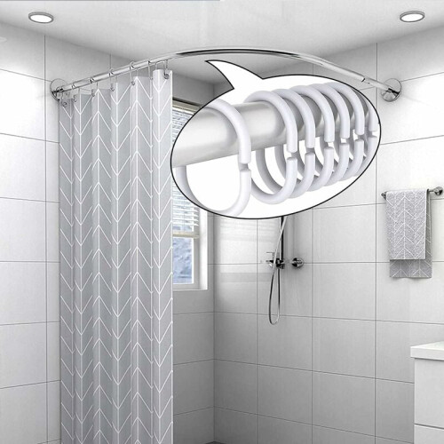 Shower Curtain Hooks With Drop Shaped Design, Flexible Use Lightweight Plastic Ensures Glide Effortlessly And Rustproof Performance, Space Saving 1