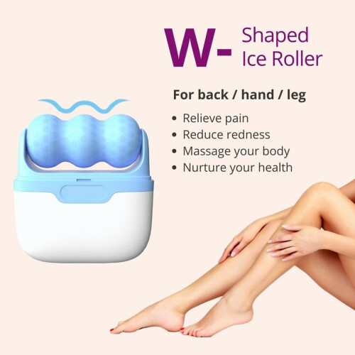 Κύλινδρος πάγου διπλής κεφαλής για πρόσωπο, 2 σε 1 με τροχό πάγου σε σχήμα W+V, 1