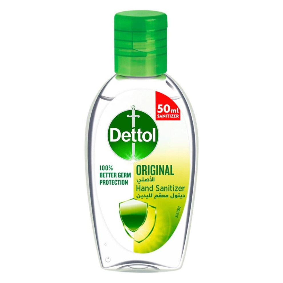 Dettol Original Antibacterial Hand Sanitizer Kills germs Hands & Skin- 50ml Travel Size