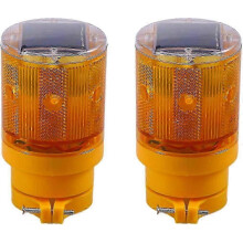 Solar Traffic Light Flashing Wireless Barricade Safety Beacon Lamp 2pcs (Orange) [Energy Class A+]-Yvan