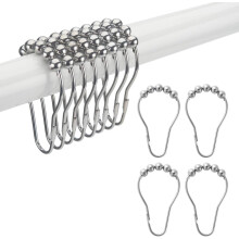 Elegantes ganchos decorativos para cortinas de ducha, juego de 12, resistentes, de acero inoxidable con deslizamiento suave para barras de ducha de