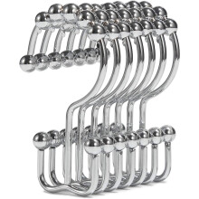 Durable Stainless Steel Shower Curtain Hooks, Set of 12 Hooks Offers Smooth Gliding and Rust Proof Performance for Bathroom Shower Rods - Matte Black